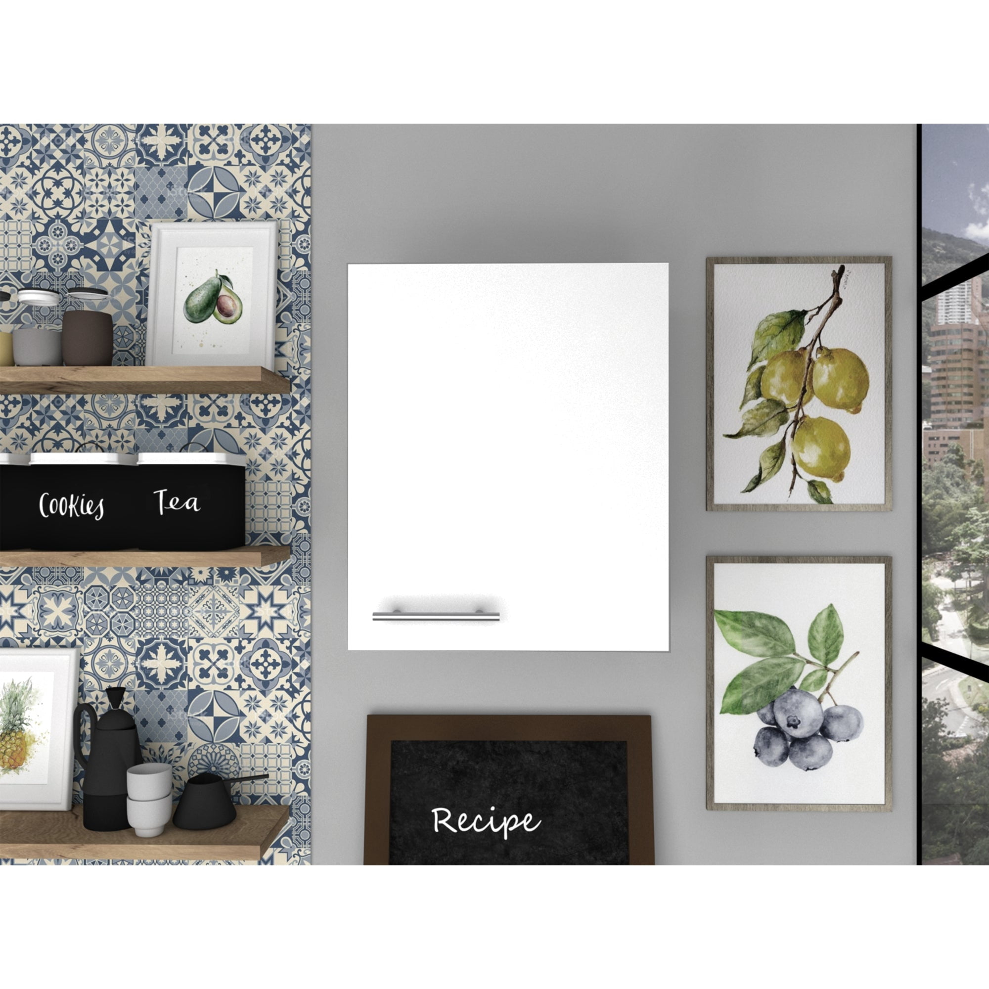 Tuhome - Mueble De Cocina Aereo 1 Puerta Manchester Blanco 60x50x33,5 Cm