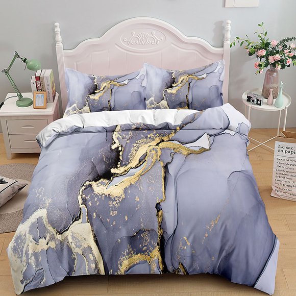 x2234 Bed SheetsMarble Bedding Set / Size,Grey Gold Marble Duvet Cover Men Adults Modern Abstract Art Tie Dye Gothic Soft Quilt Cover 3-Piece Bedding Set (1 Duvet Cover + 2 Pillow Shams) nj2234