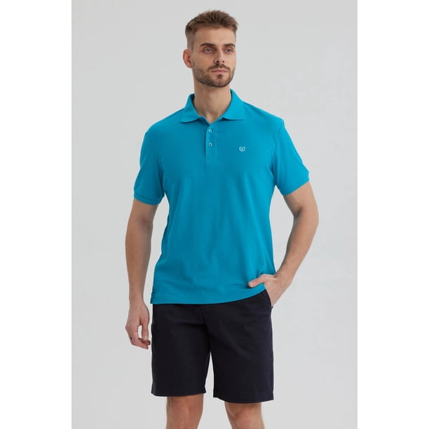 Polera Hombre Piqué Básica Lisa Turquesa - lV