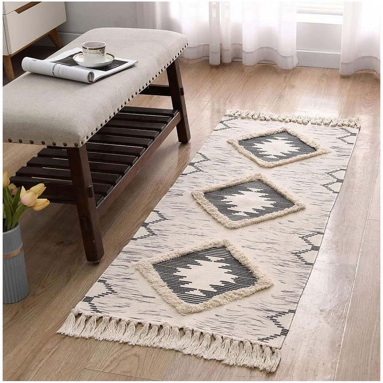 Wyj Hogar - Alfombra Pasillera-piecera De Algodón/lino 60x200cm 02