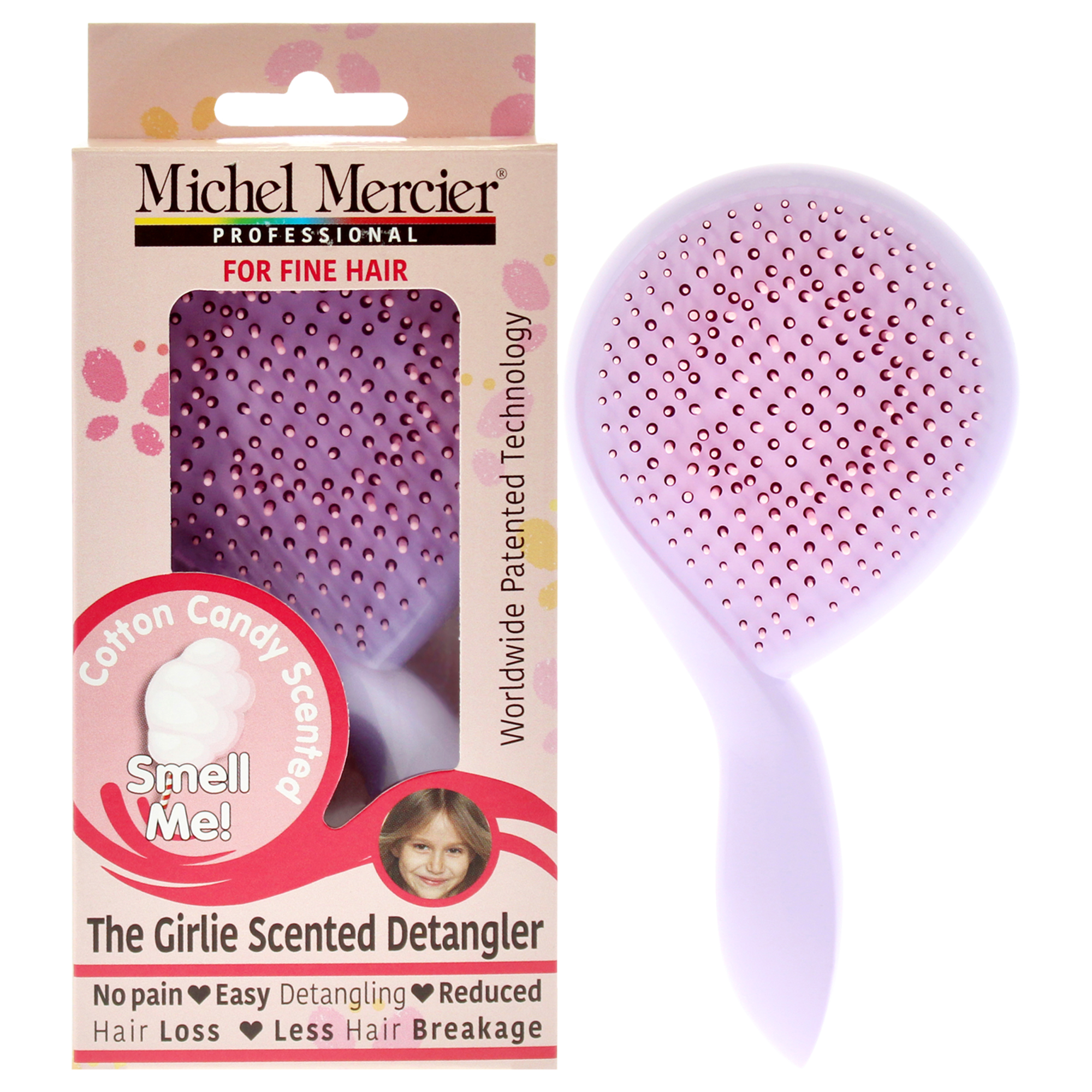 Cepillo Para El Cabello Michel Mercier Girlie Algodón De Azúcar Rosa Púrpura