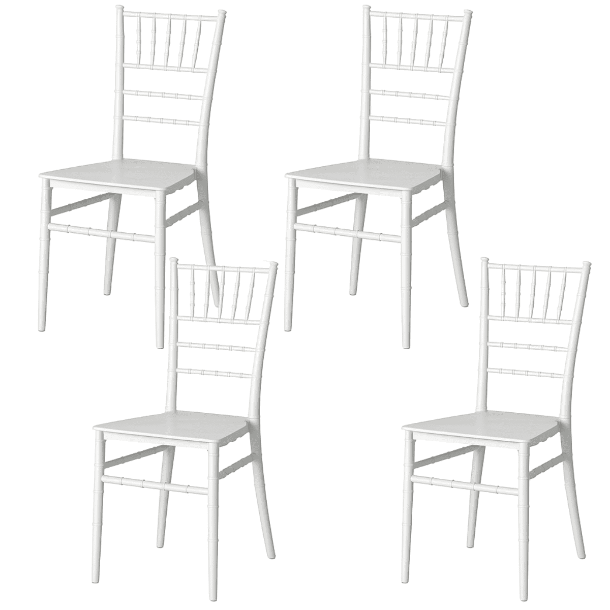 Moboi - Pack 4 Sillas Chiavari Apilable Para Comedor Terraza Eventos Blancas