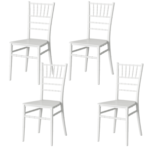 Moboi - Pack 4 Sillas Chiavari Apilable Para Comedor Terraza Eventos Blancas