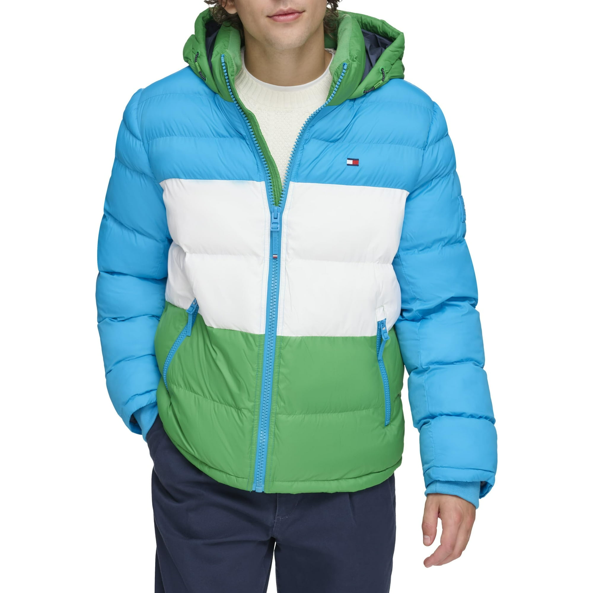 Chaqueta Tommy Hilfiger Para Hombre Con Capucha, Color Verde/azul, Talla S