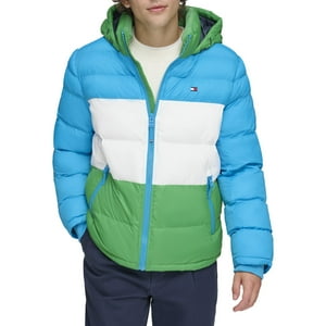 Chaqueta Tommy Hilfiger Para Hombre Con Capucha, Color Verde/Azul, Talla L