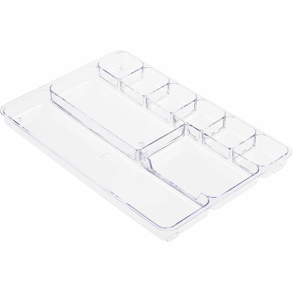Bandeja organizadora de cajón Lorell 24x36x3 cm, 9 compartimentos, transparente