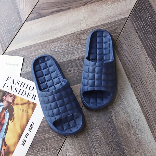 Comfortable Women's Plaid House Slides - Soft Sole Non-Slip Indoor Slippers for Minimalist Style and Comfort