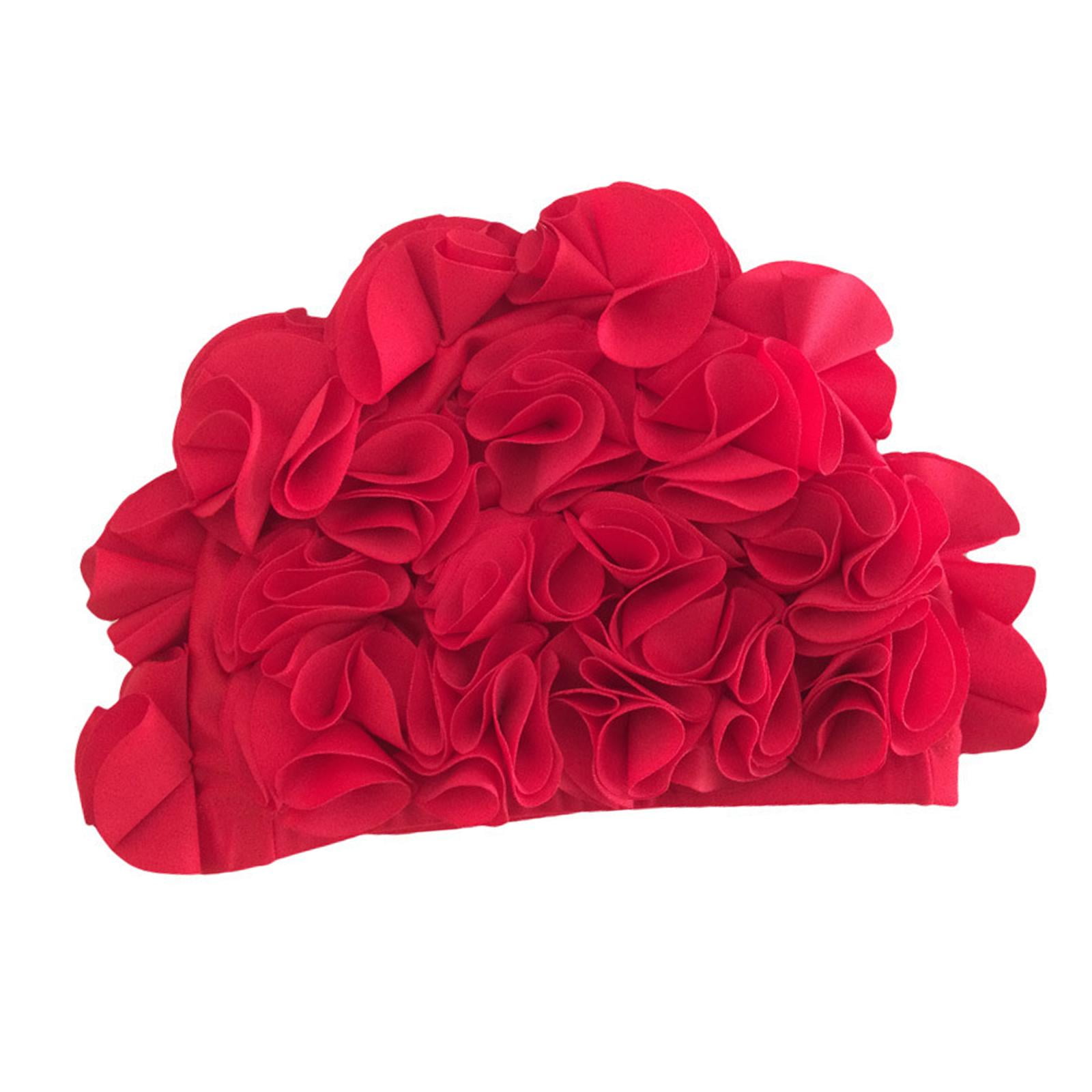 Magideal - Gorro De Natación Gorros De Natación Cómodo Ligero Pétalo De Flor Gorros De Baño De Moda Sombrero De Natación Sombrero De Natación Para Jóvenes Niñas Rojo