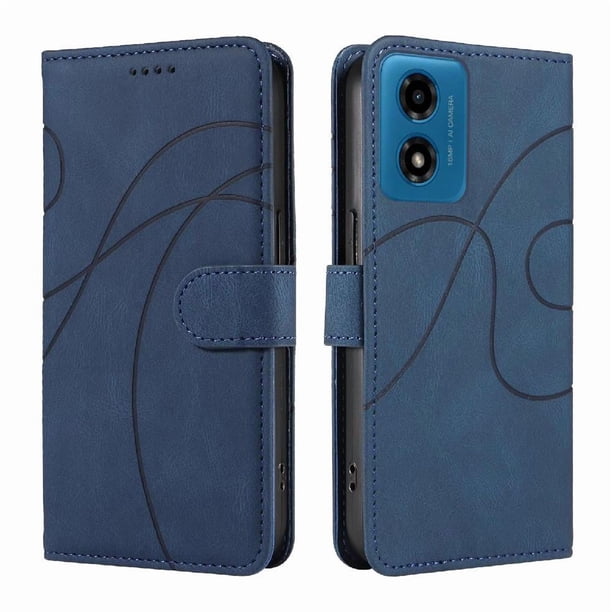 Funda tipo cartera con tapa para Motorola MOTO G24 con tarjetero, soporte y cubierta magnética Azul