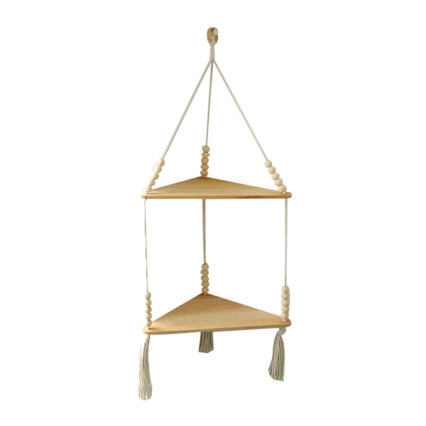 Estante colgante Estante de cuerda de esquina Estantes flotantes rústicos portátiles Estante flotante triangular para baño interior Dormitorio Sala de