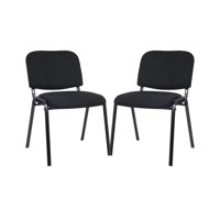 Habita2 Chile - Pack 2 Sillas Meeting De Auditorio Apilable Tapiz Lino Sala De Espera Negro