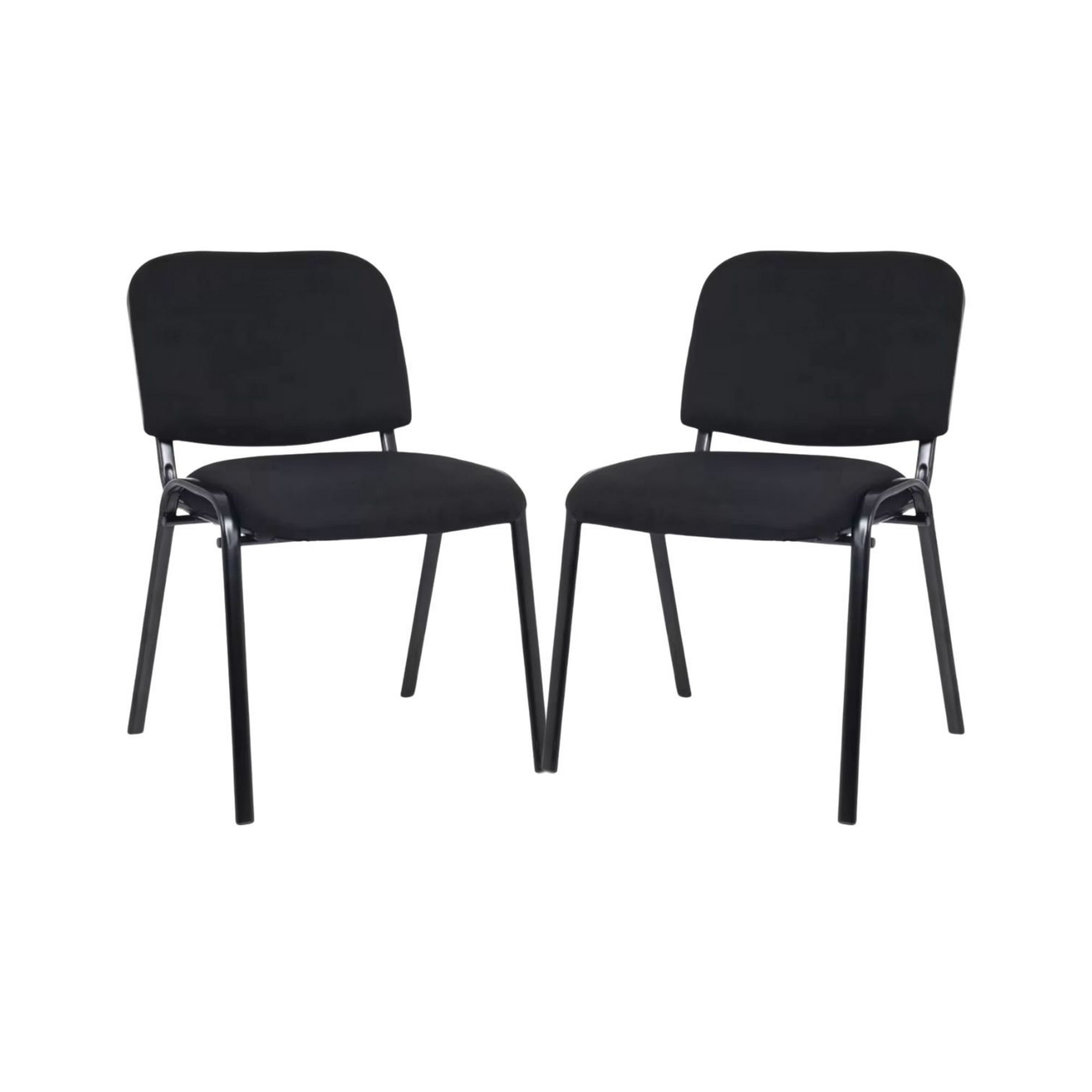 Habita2 Chile - Pack 2 Sillas Meeting De Auditorio Apilable Tapiz Lino Sala De Espera - Negro
