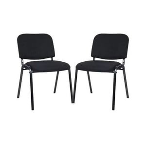 Habita2 Chile - Pack 2 Sillas Meeting De Auditorio Apilable Tapiz Lino Sala De Espera - Negro