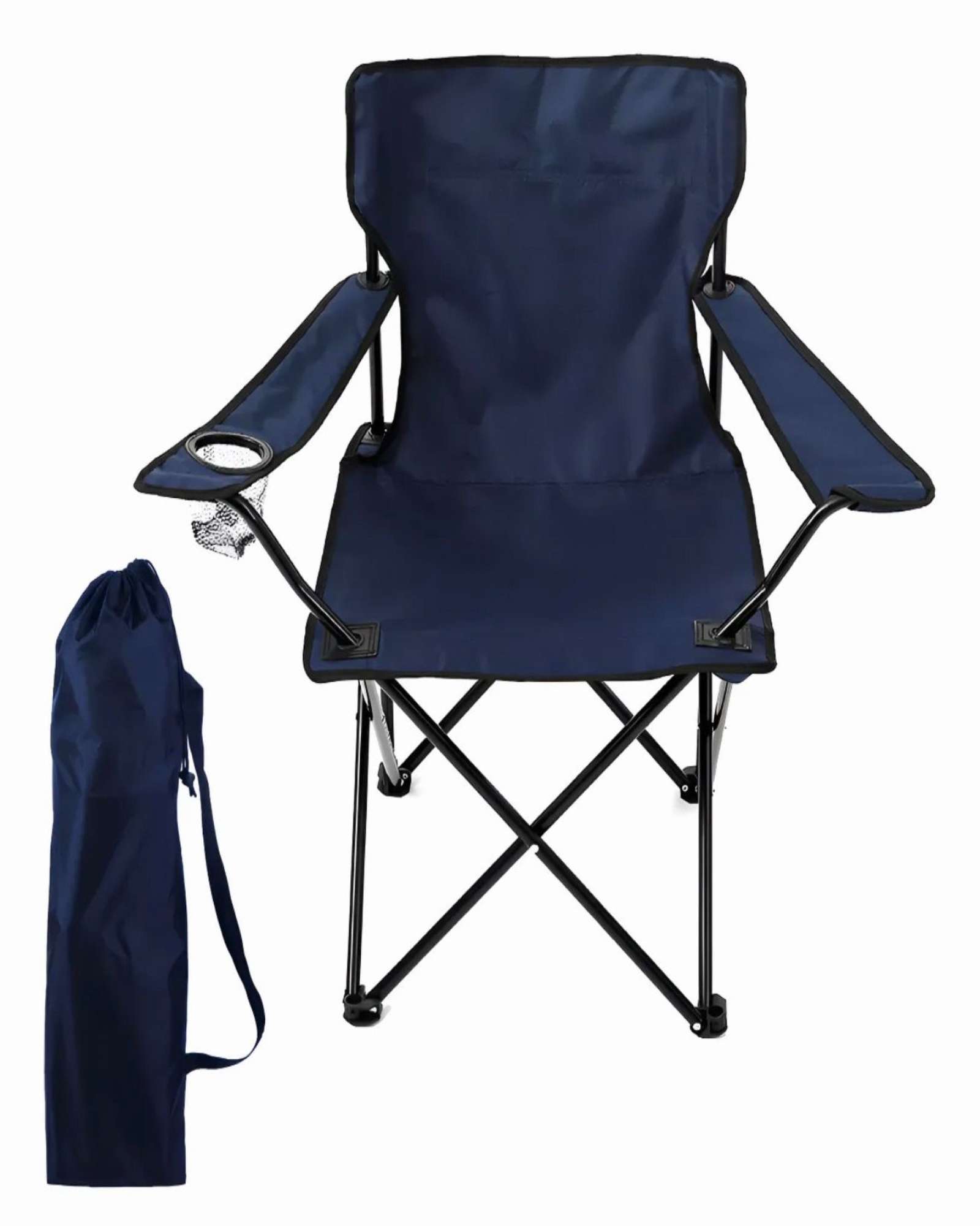 Genérico - Pack De 2 Sillas De Camping Playa Plegable Con Porta Vaso Azul Oscuro