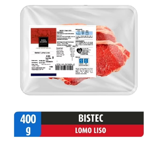 Carne de Vacuno Bistec Lomo Liso Congelado., 400 g