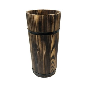 Fliperex - Macetero De Madera Tipo Barril Largo Alto Jardin Terraza M Cafe