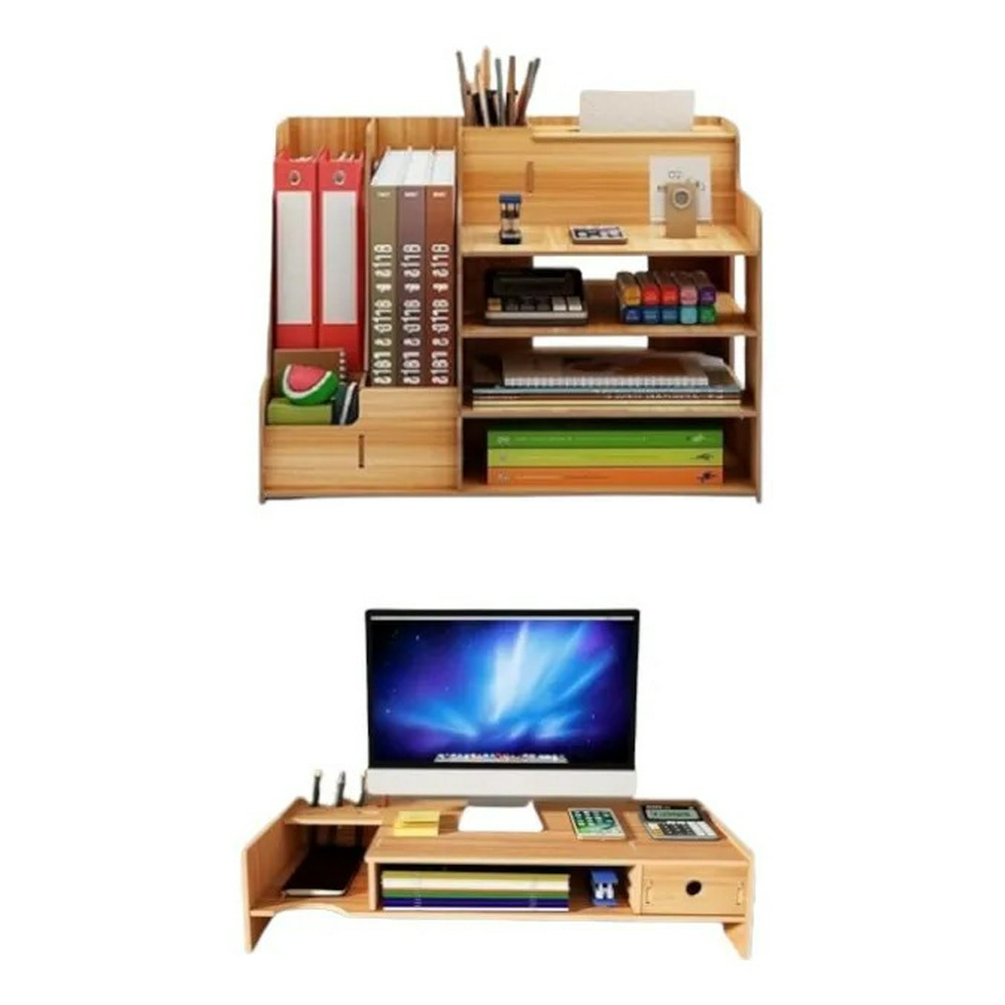 Linastore - Set Organizador Estante Escritorio Y Elevador De Monitor