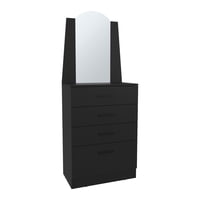 Fmfurniture - Comoda Con Espejo 3 Cajones 1 Puerta Negro