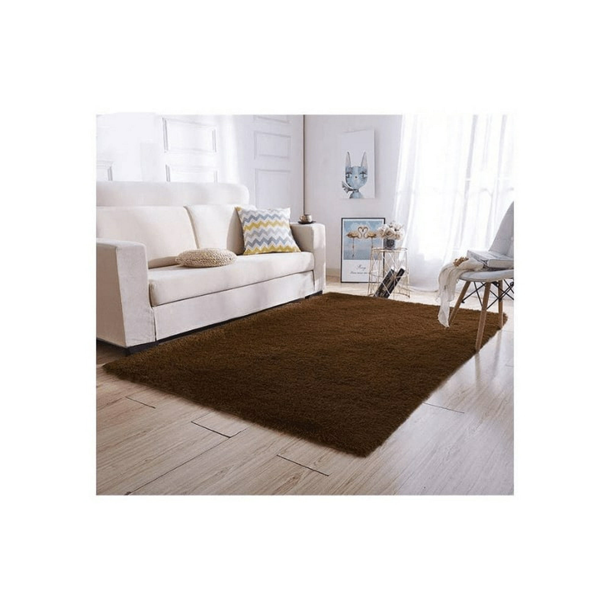 Genérico - Alfombra Peluda 1.8 X 2 Café Liso