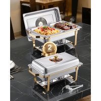 Juego De Platos Para Buffet Hafing Dish Vevor, 4 Litros, 2 Unidades, Acero Inoxidable