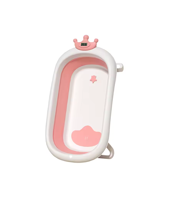 Genérico - Bañera Plegable Bebé Con Termómetro Y Accesorios, Color Rosa