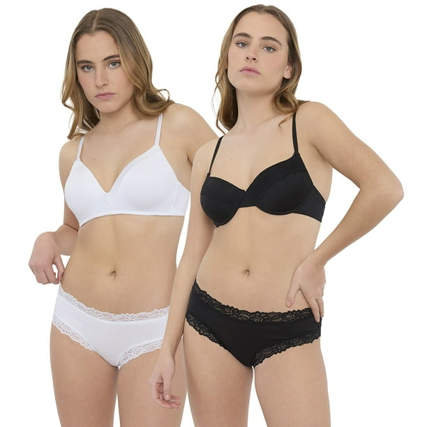 Pack Calzón Mujer Alto Microfibra Negro- Blanco Corona