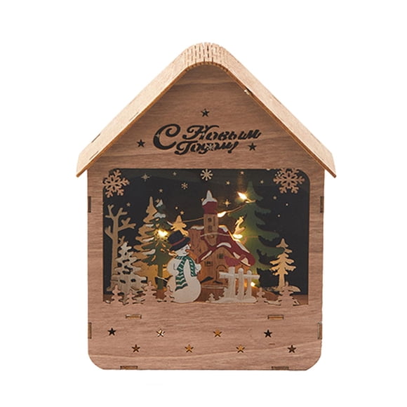 Casa De Nieve Navideña, Regalo De Navidad Para Niños, Cabaña De Troncos Brillante Para Fiesta, Casa De Vacaciones S, Color Madera