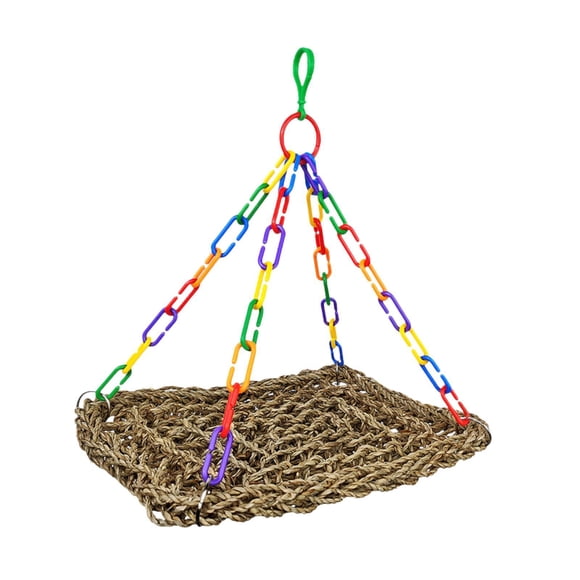 Parrot perch parrot tumbo colgante juguete interior al aire libre hamaca de jaula de pájaros hecha a mano para pájaro para pájaro de guacamá de pájaro M