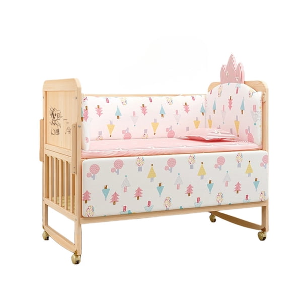 Cuna Cama Madera Multifuncional Ajustable Incluye Colchón y Ropa de Cama Rosa