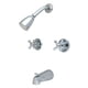 thumbnail image 1 of Grifo Kingston Brass KB241AX con doble manija para bañera/ducha, cromo pulido, 1 of 5