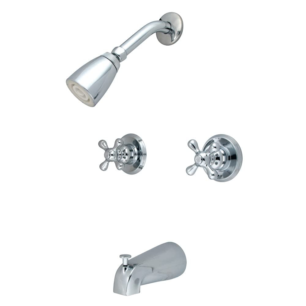 Grifo Kingston Brass Kb241ax Con Doble Manija Para Bañera/ducha, Cromo Pulido