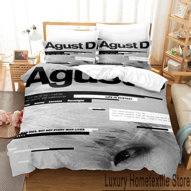 Kpop SUGA Agust D album Bedding Set Duvet Cover Comforter Pillowcase Boys Girls Adults Bedroom Bed Sheets