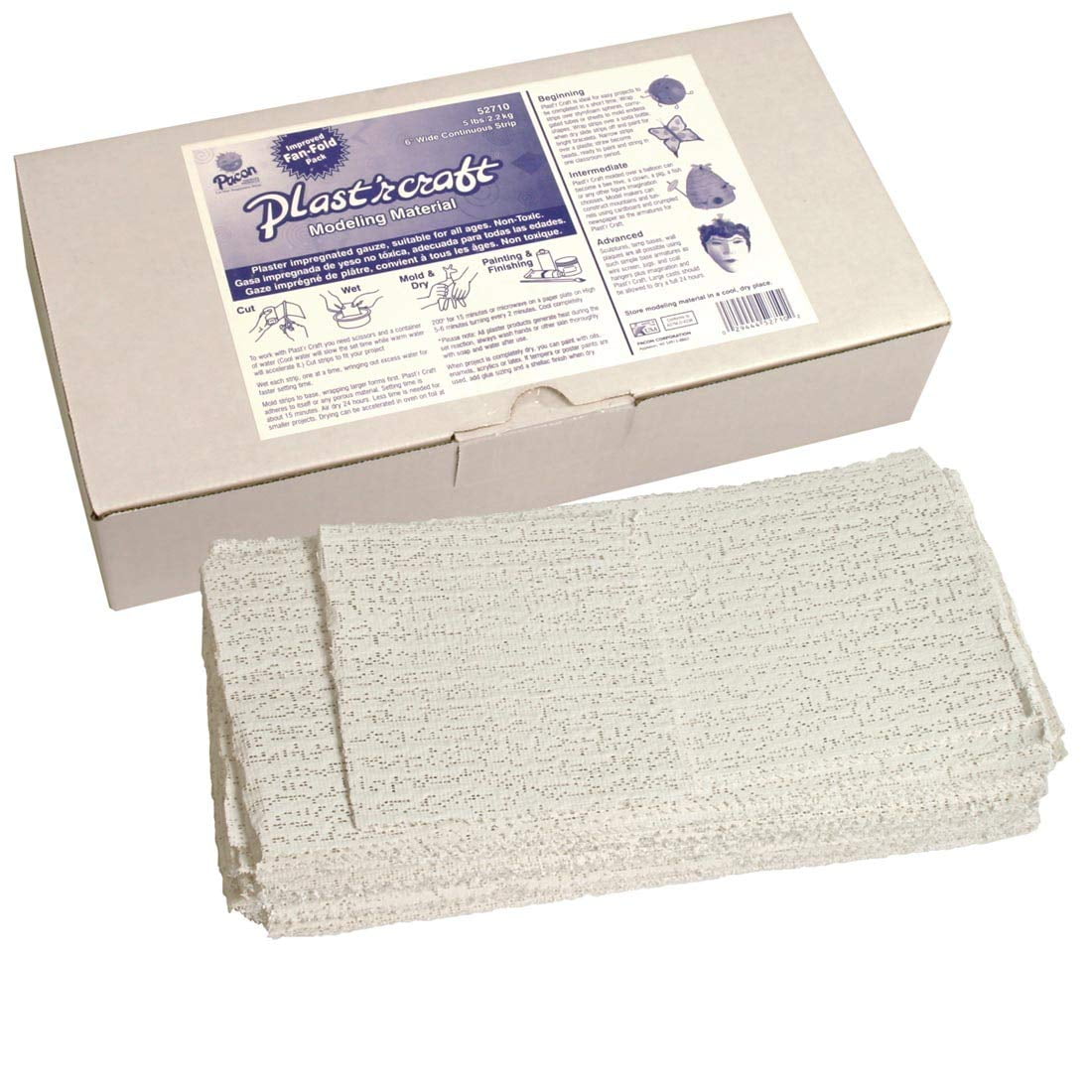 Material De Modelado Plast'r Craft, Tela De Yeso De 6 Cm X 30 M, Color Blanco