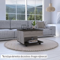 Tuhome - Mesa De Centro 5G Cubierta Elevable Ceniza Y Wengue