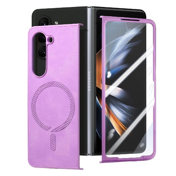 Magnetic Slim Case for Samsung Galaxy Z Fold 6 with Camera Guard & Anti-Scratch Back Purple