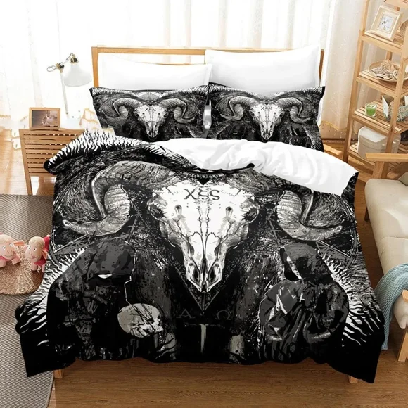 Dark Satanic Bedding Set Boys Girls Size Duvet Cover Pillowcase Bed Kids Adult Fashion Home Textileextile Bed Sheets
