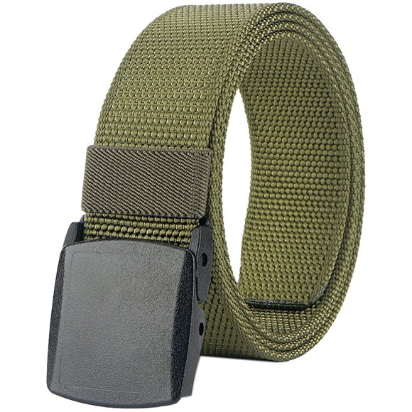 Cinturón de nailon para hombre, con hebilla de plástico, transpirable, para trabajo y deportes, 130cm, Verde