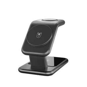 Genérico - 3 En 1 Soporte Cargador Inalámbrico Magnético Para Iphone 16 15 14 13 12 Pro Max/Iwatch/Airpods, Estación De Carga Rápida-Negro