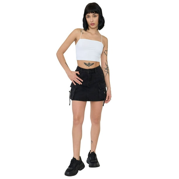 Falda Mujer Cargo Color Negro Corona