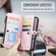 thumbnail image 4 of CaseMe Funda de Cuero for Samsung Galaxy A17 para Billetera [Bloqueo RFID] con Ranura para Billetes con Zíper y 10 Tarjeteros, Correa de Hombro y Muñeca Magnética de Cuero PU Suave, Funda de Billeter, 4 of 13