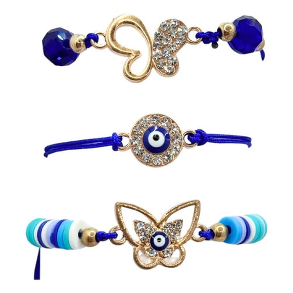 Pulseras Ojo Turco, Maripos Acero Inox, Buena Suerte Regalo Azul 9 Cm 19 Cm