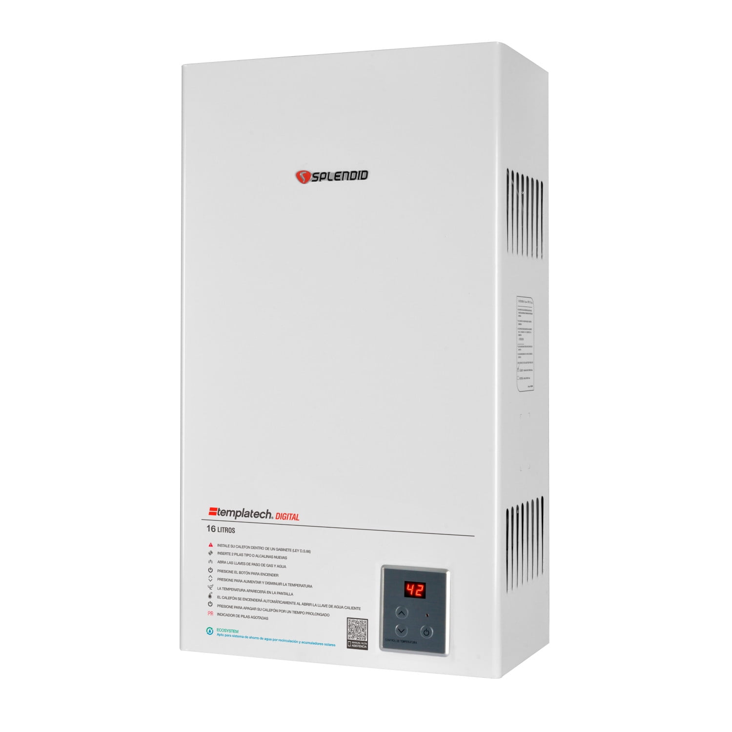 Splendid - Calefon 16 Litros Gas Licuado Tiro Natural