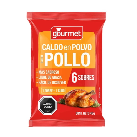 Caldo en Polvo Sabor Pollo (6 Sobres) Bolsa, 48 g