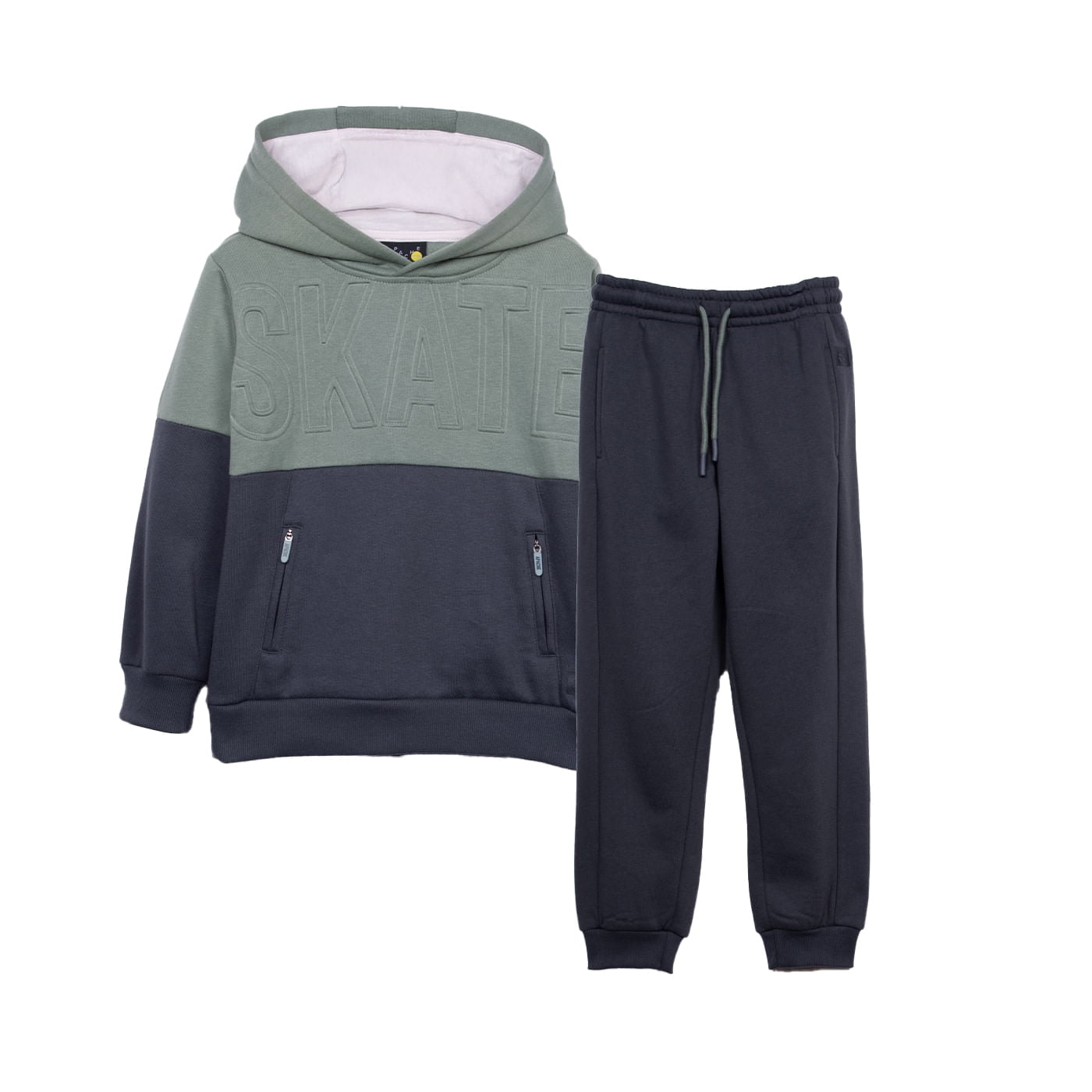 Pillin - Buzo Niño Pantalón Jogger Y Polerón Con Gorro Marengo