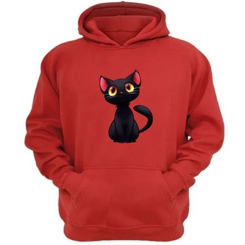 Genérico - Polerón Canguro Gatito Rojo Talla S Unisex
