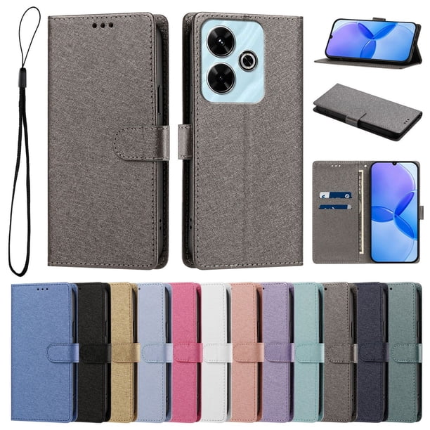 Cartera para Xiaomi Redmi 13 con Soporte y Correa, Gris