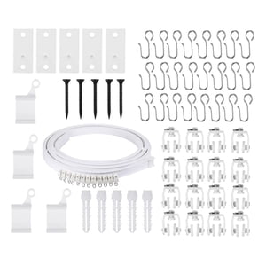 Magideal - Juego De Rieles Para Cortina De Techo Soportes De Montaje Rodillos Ganchos Accesorios De Montaje Para Baño Sala De Estar Balcón Separador De Ambientes , 300Cm