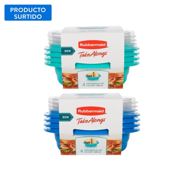 Set De Hermético 669ML Snack To Go Plástico 4 Piezas, color surtido