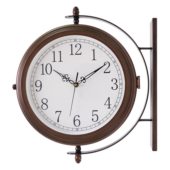 Reloj de pared BESTIME 41 cm doble cara metal con acabado rojo antiguo
