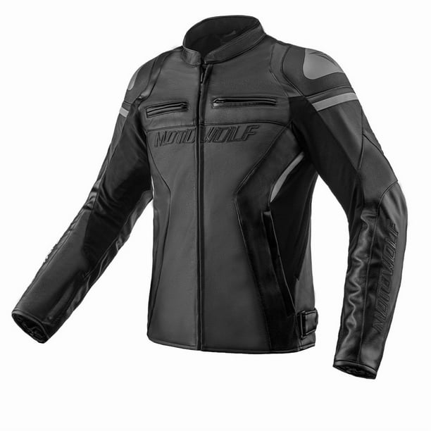 Chaqueta De Cuero Clásica Para Motocicleta Motowolf JM2
